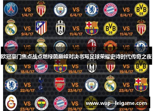 欧冠豪门焦点战点燃绿茵巅峰对决书写足球荣耀史诗时代传奇之夜